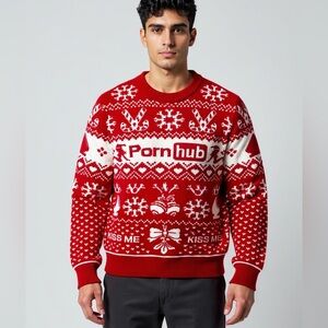 Pornhub kiss me ugly christmas sweater